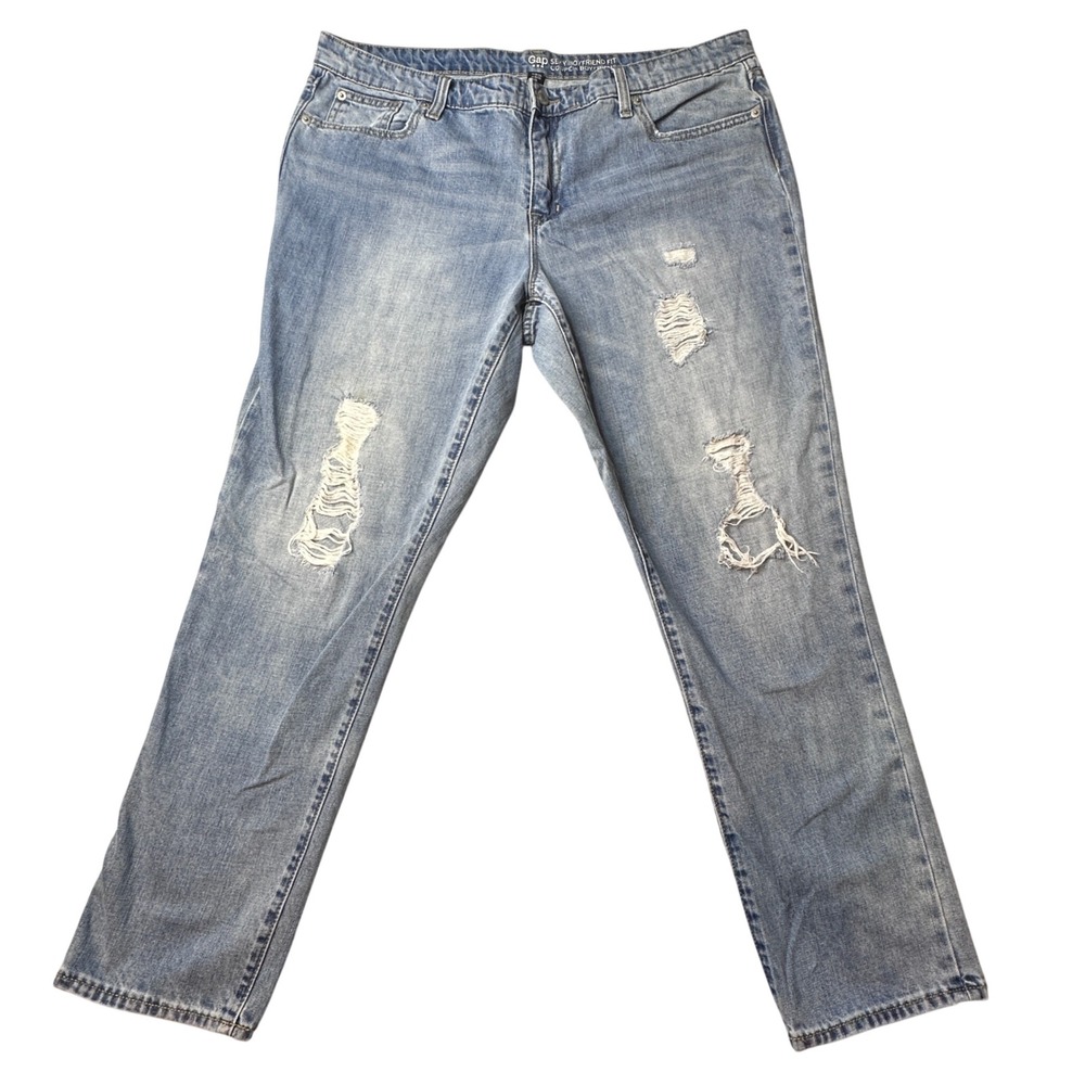 GAP Women's Light Wash Distressed Boyfriend Jeans Size 18